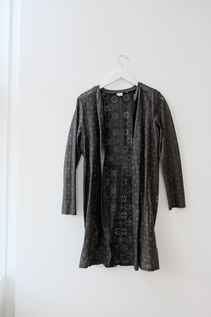 Ecru Leather Jacket, Size Small