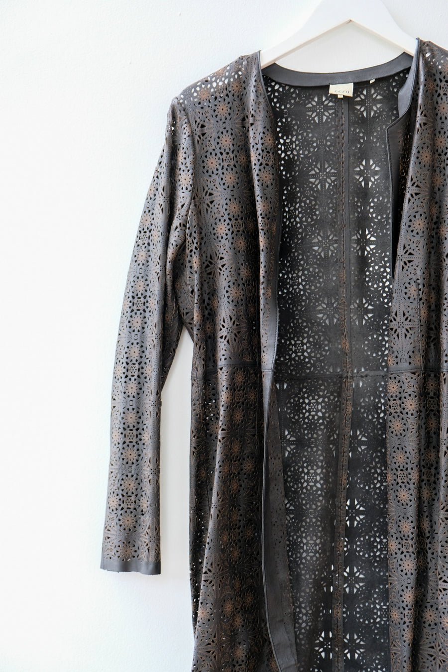 Ecru Leather Jacket, Size Small