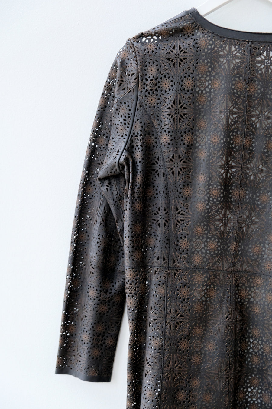 Ecru Leather Jacket, Size Small