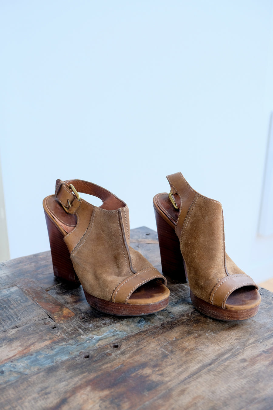 Lucky Brand Suede Block Heel, Size 8.5