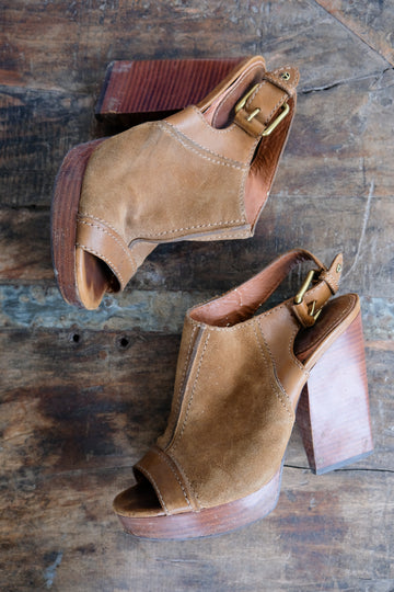 Lucky Brand Suede Block Heel, Size 8.5