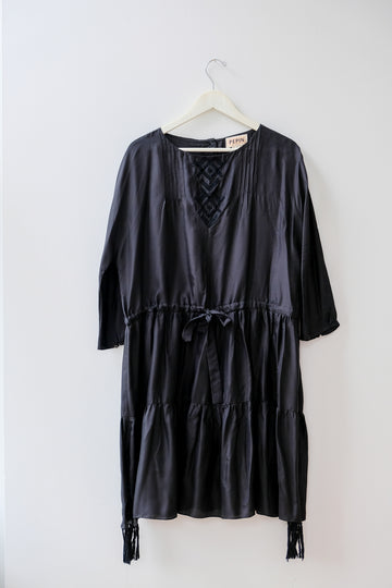 Pepin Silk Black Dress, Size Medium