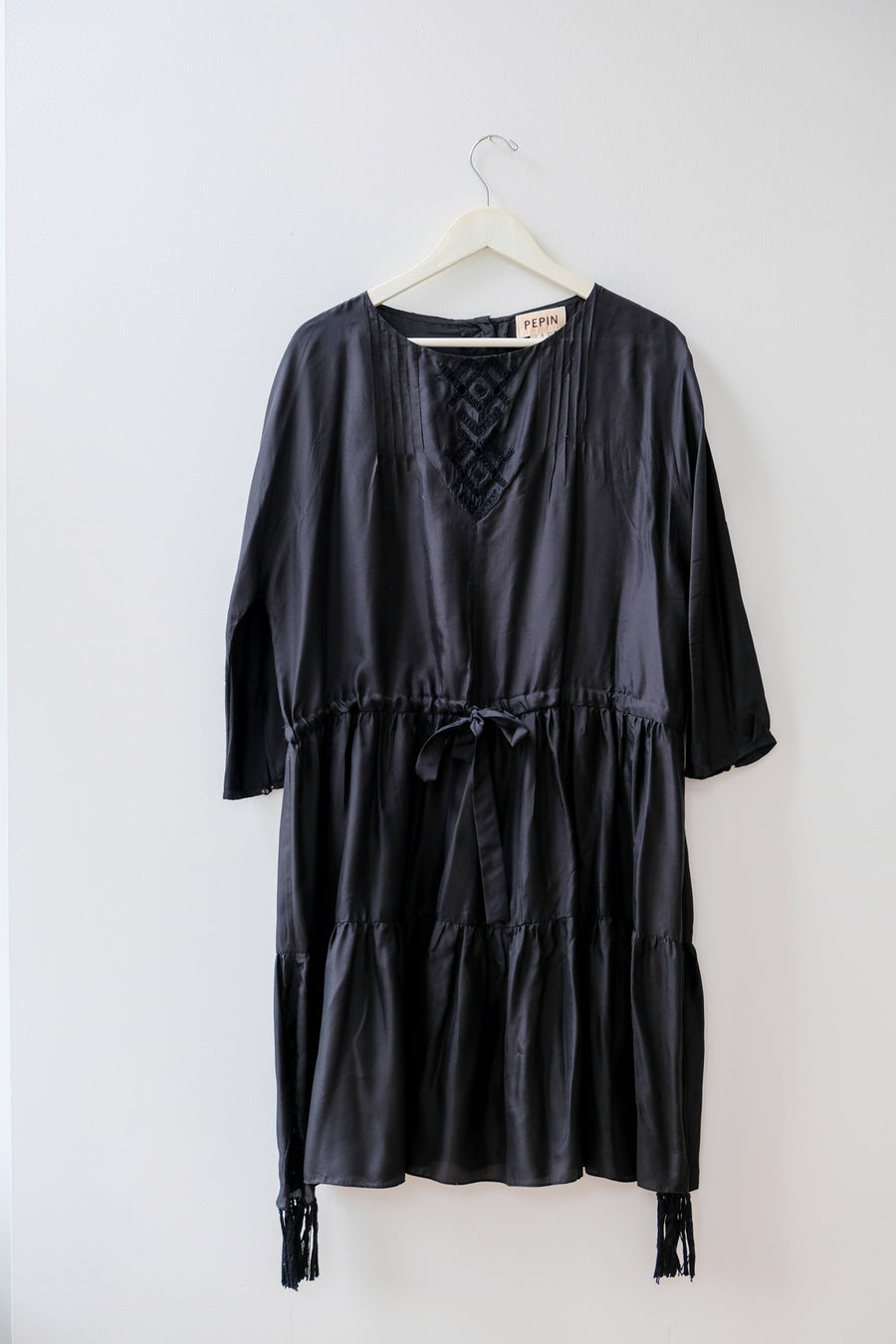 Pepin Silk Black Dress, Size Medium