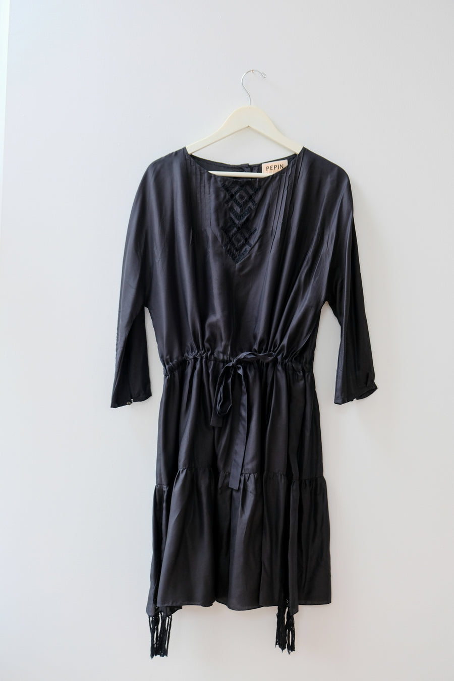 Pepin Silk Black Dress, Size Medium