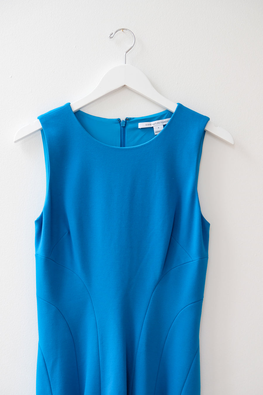 DVF Fit and Flare Blue Dress, Size 4