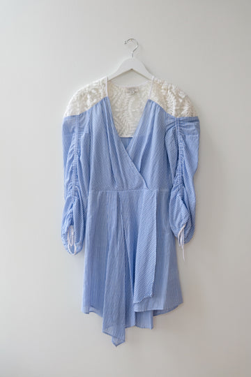 OnceWas Lace and Stripe Dress, Size Medium