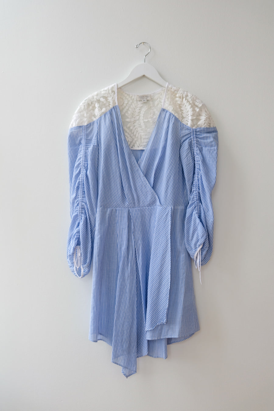 OnceWas Lace and Stripe Dress, Size Medium