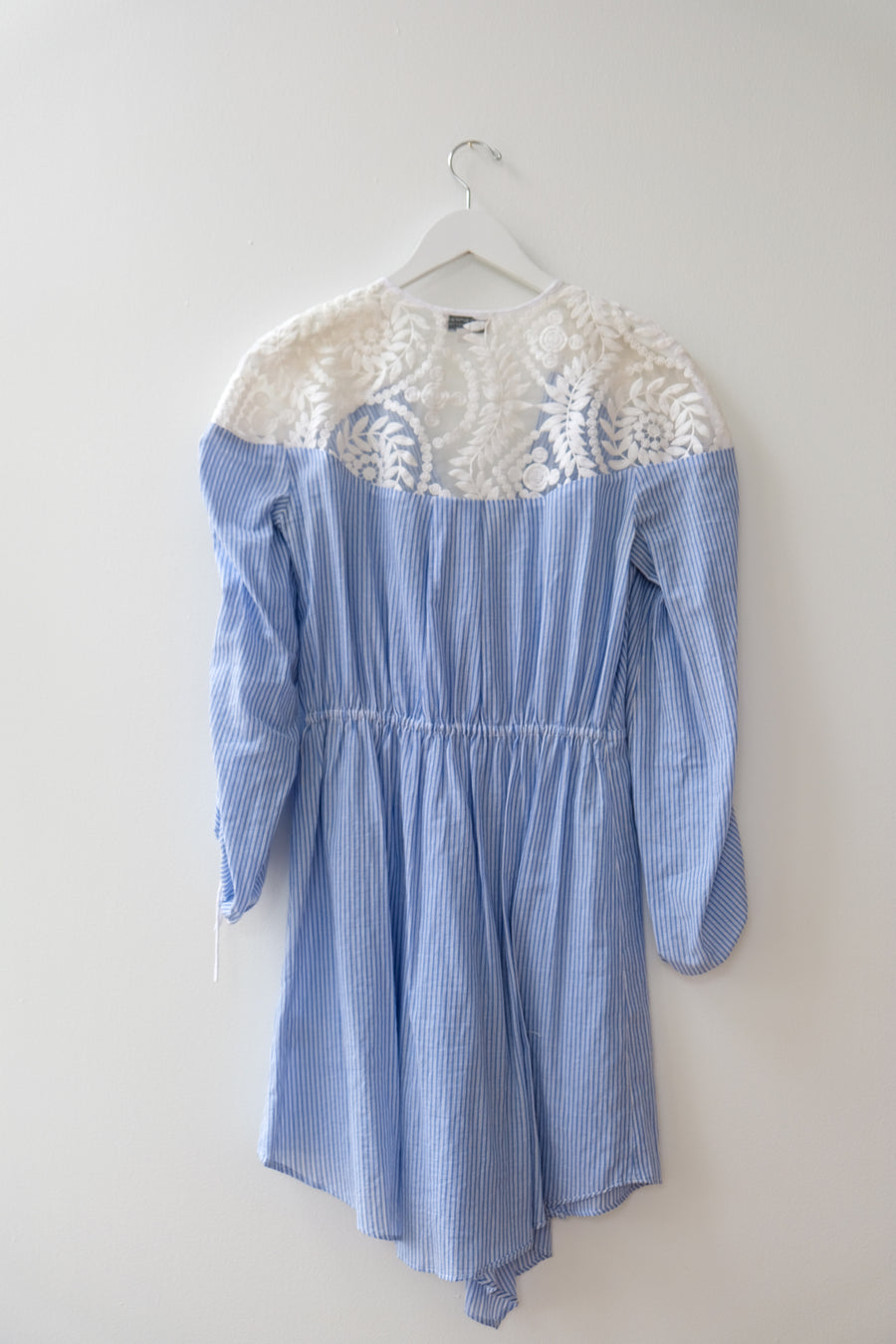 OnceWas Lace and Stripe Dress, Size Medium