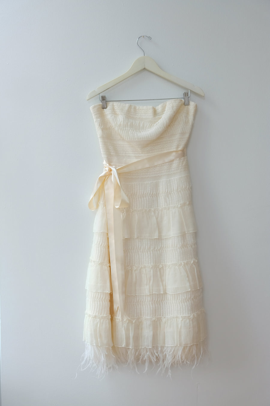 BCBG Vintage Lace and Feather Dress, Size Small