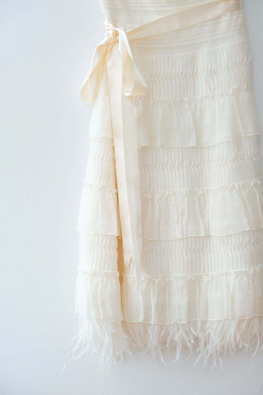 BCBG Vintage Lace and Feather Dress, Size Small