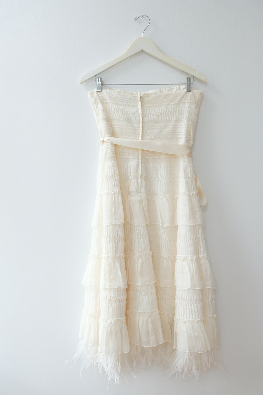 BCBG Vintage Lace and Feather Dress, Size Small