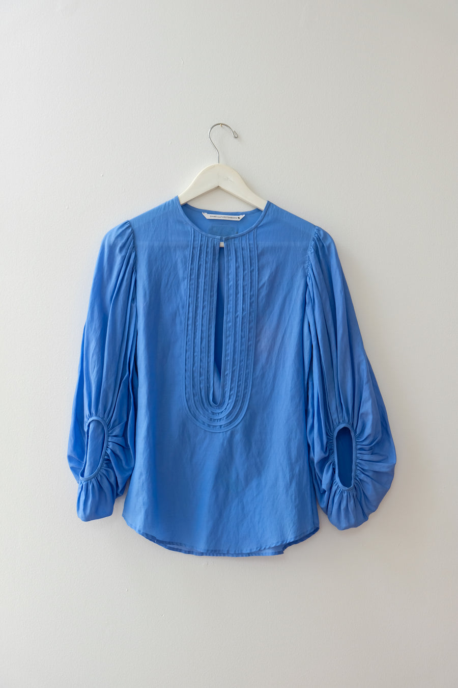DVF Vintage Blue Blouse, Size Small