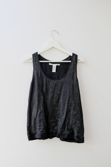 DVF Sequin Black Tank, Size Medium
