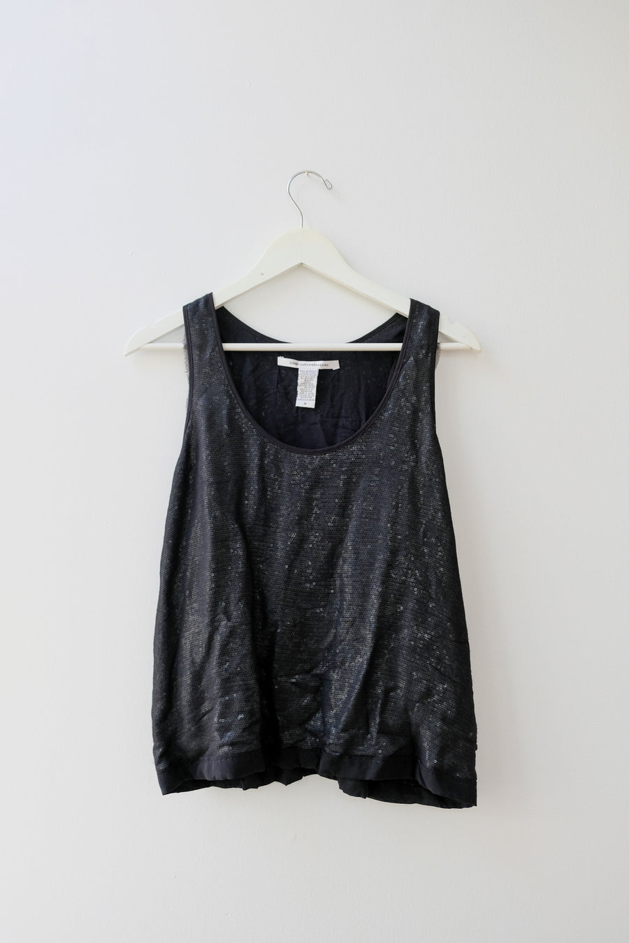 DVF Sequin Black Tank, Size Medium