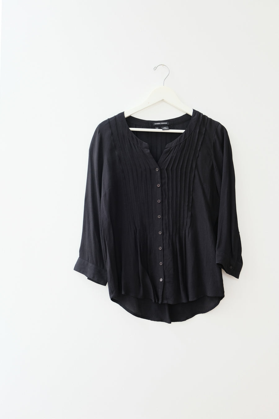 Sandra Ingrish Black Blouse, Size Medium