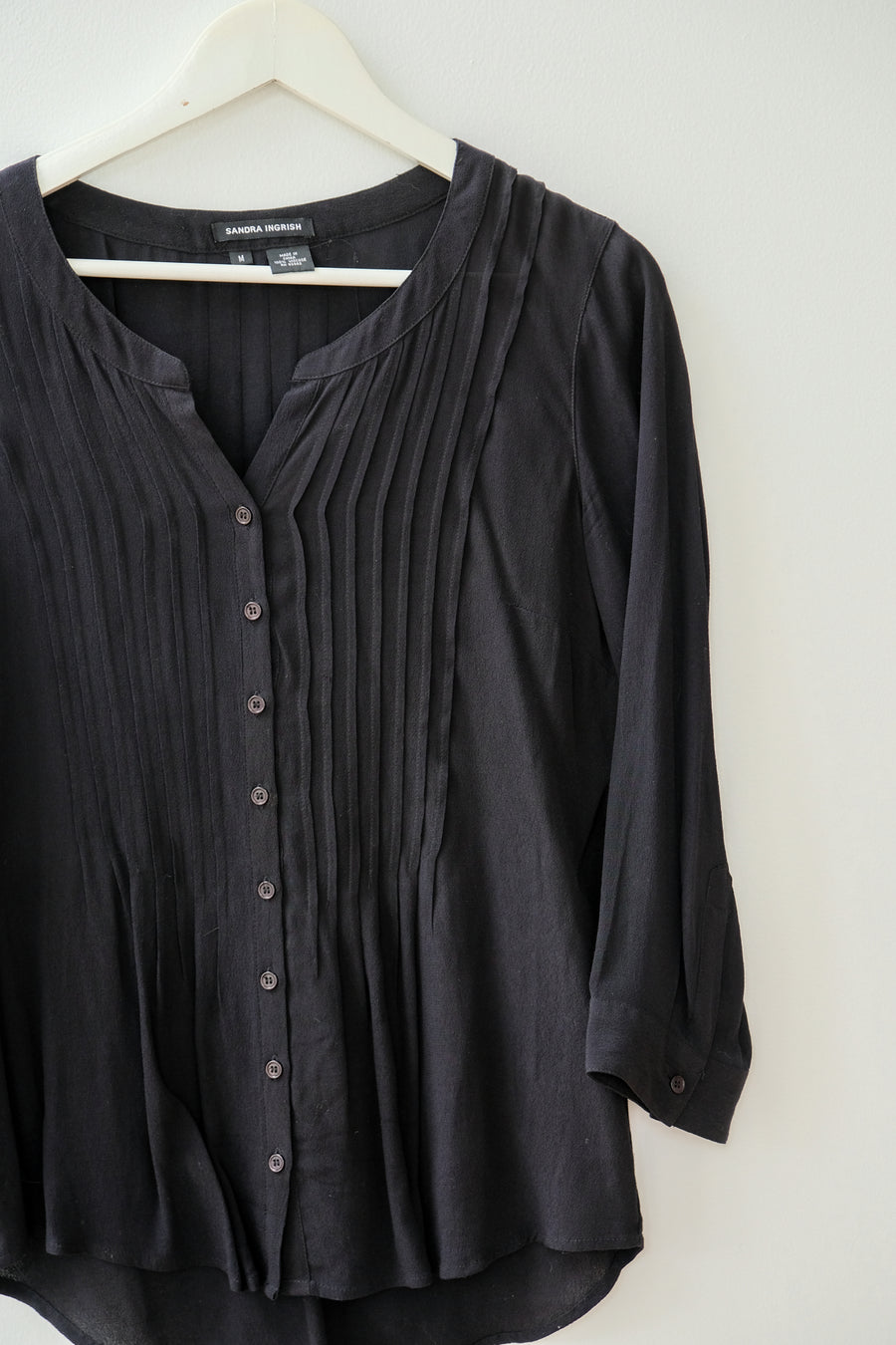 Sandra Ingrish Black Blouse, Size Medium