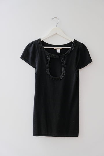 Nanette Lepore Black Knit Keyhole Top, Size Large