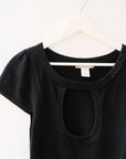 Nanette Lepore Black Knit Keyhole Top, Size Large