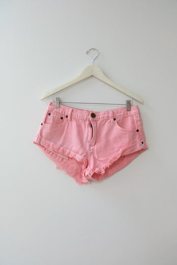 One Teaspoon Pink Denim Shorts, Size 28
