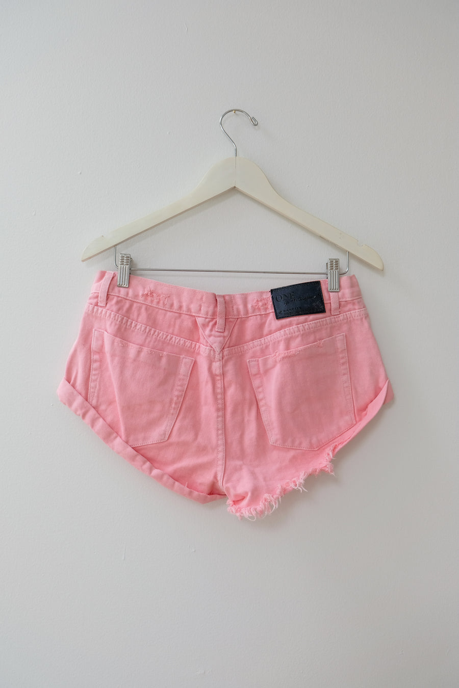 One Teaspoon Pink Denim Shorts, Size 28