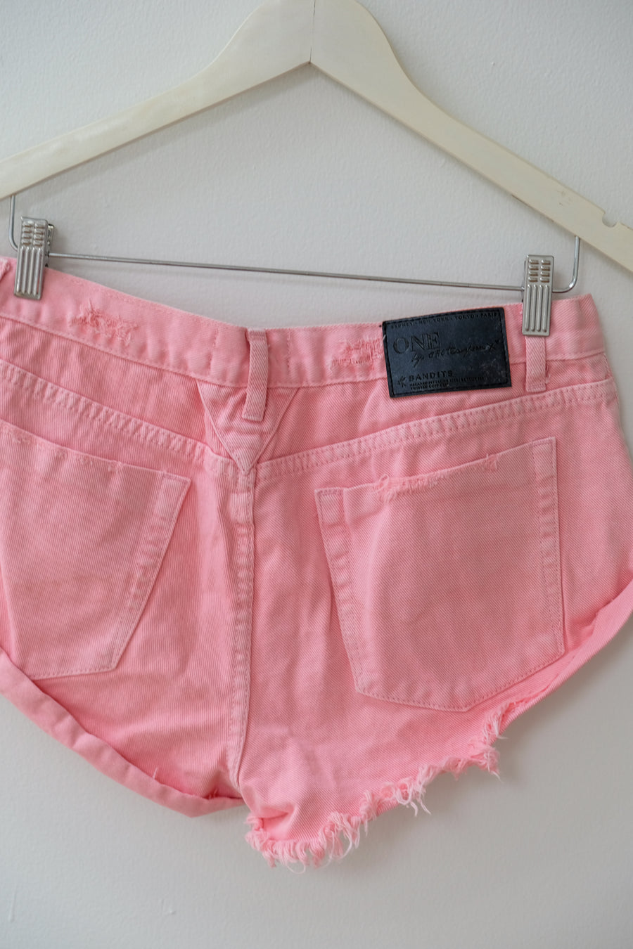One Teaspoon Pink Denim Shorts, Size 28