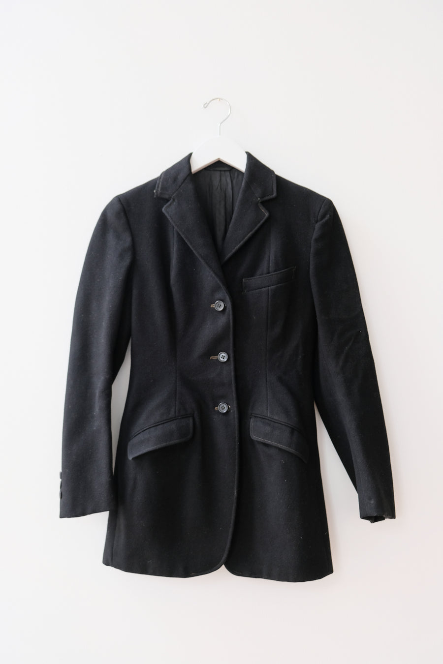 Vintage Black Wool Blazer, Size Small
