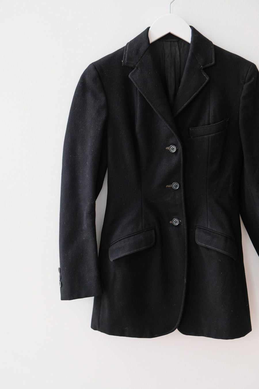 Vintage Black Wool Blazer, Size Small