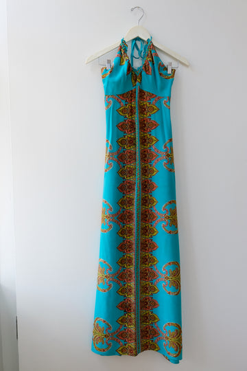 Vintage Silk Maxi Dress, Size 2