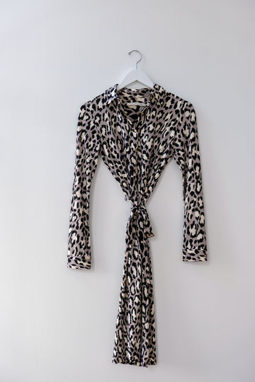 DVF Leopard Print Shirtdress, Size 4