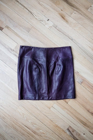 DVF Purple Leather Mini Skirt, Size 4