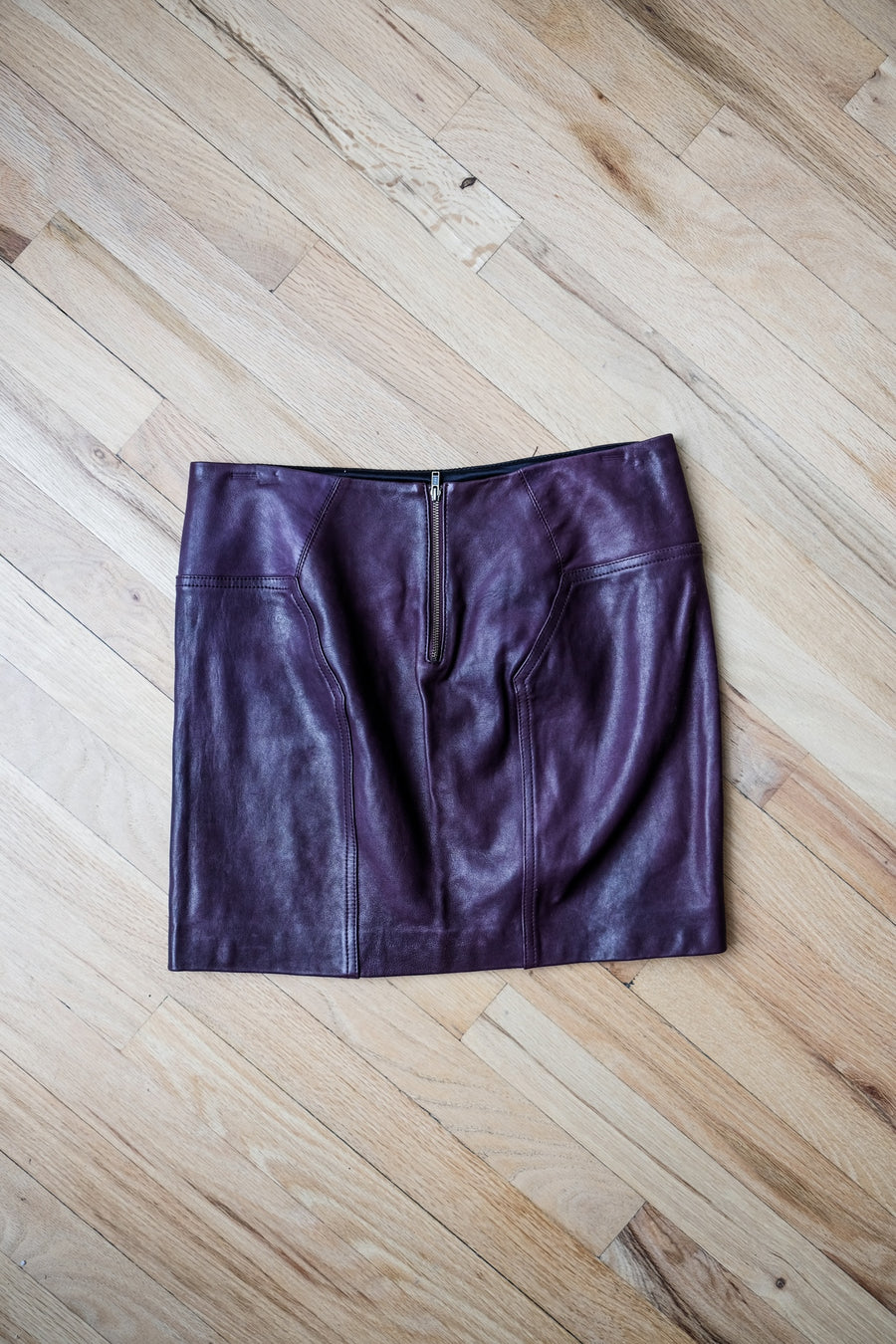 DVF Purple Leather Mini Skirt, Size 4