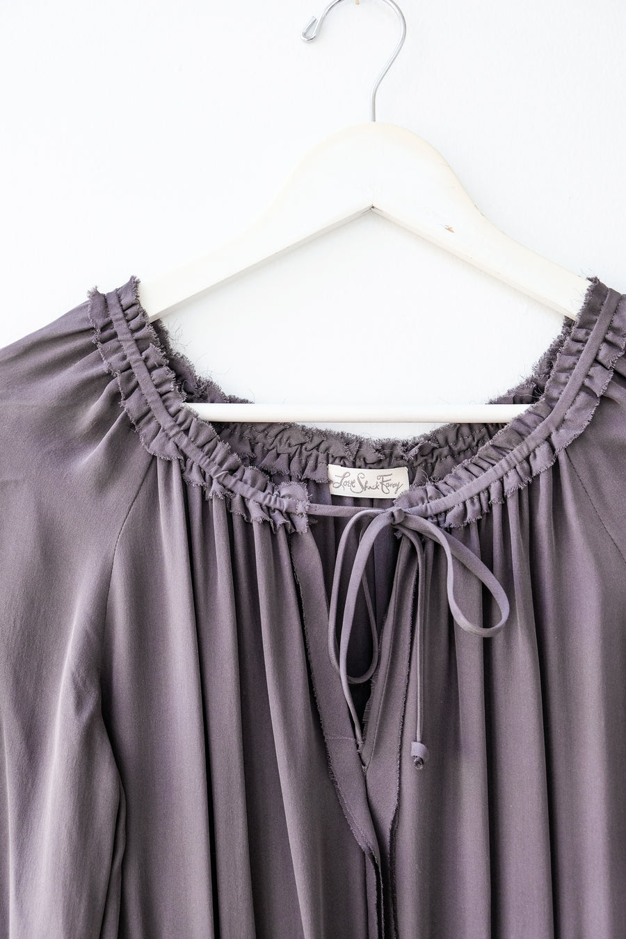 LoveShackFancy Popover Dress in Grey, Size Medium