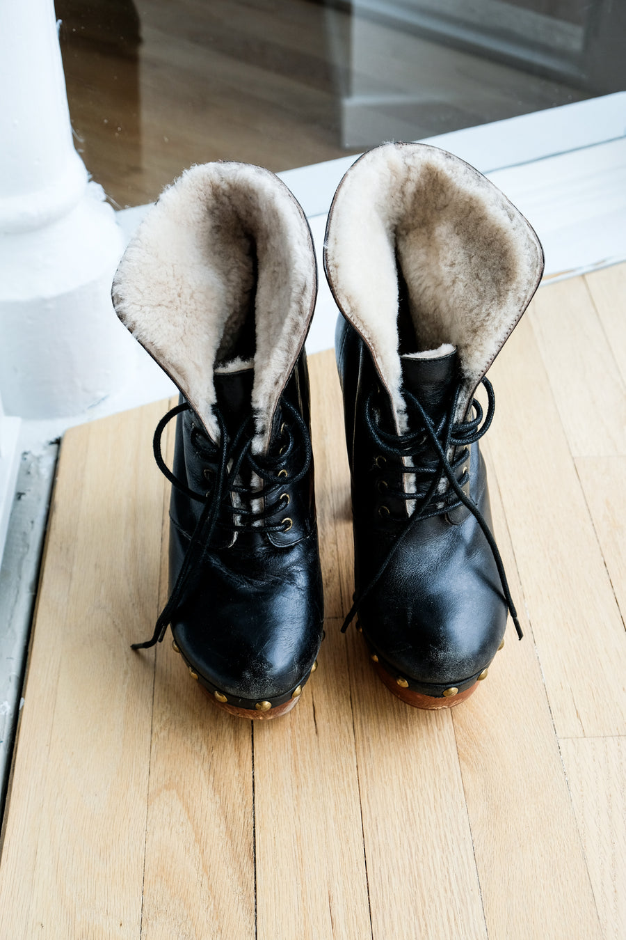 Jeffrey Campbell Black Shearling Platform, US 8.5