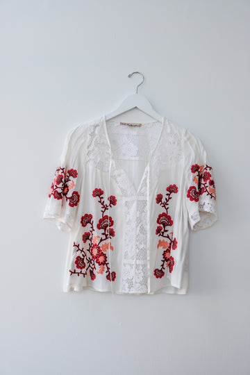 For Love & Lemons Floral Lace Blouse, Medium