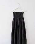 Linen Ruched Skirt in Black, Large