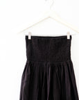 Linen Ruched Skirt in Black, Large