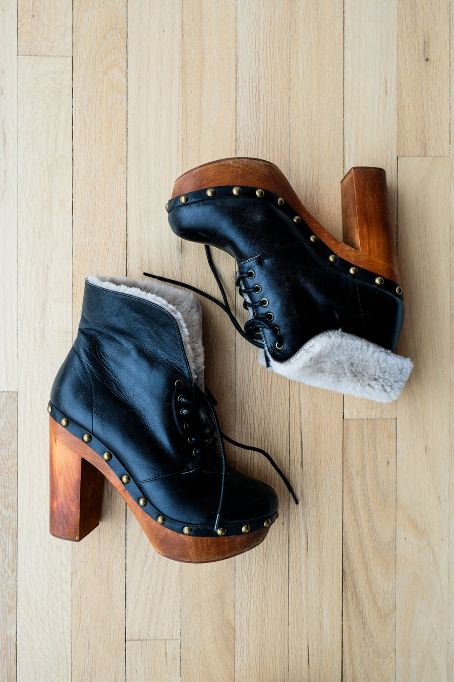 Jeffrey Campbell Black Shearling Platform, US 8.5