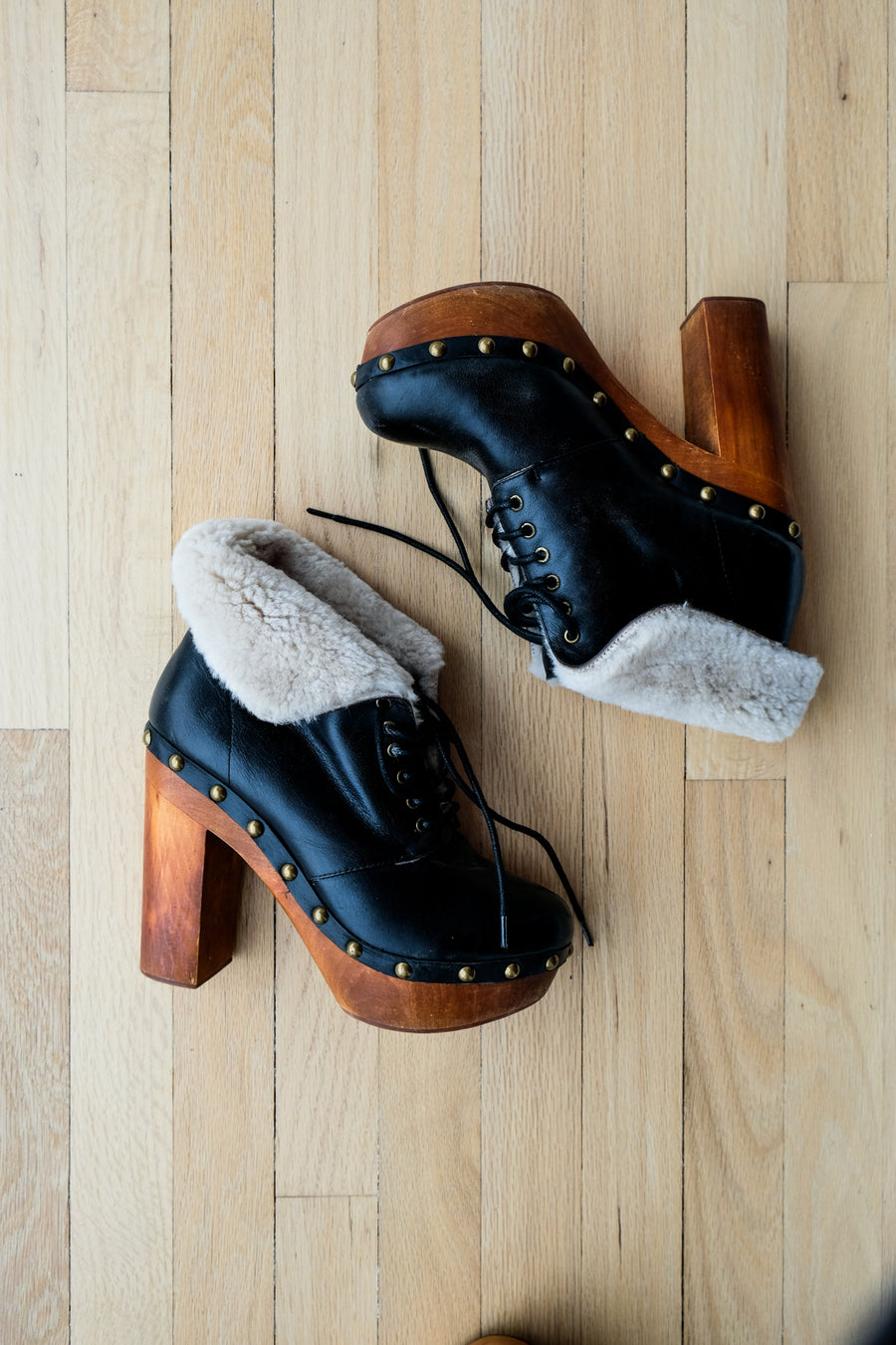 Jeffrey Campbell Black Shearling Platform, US 8.5