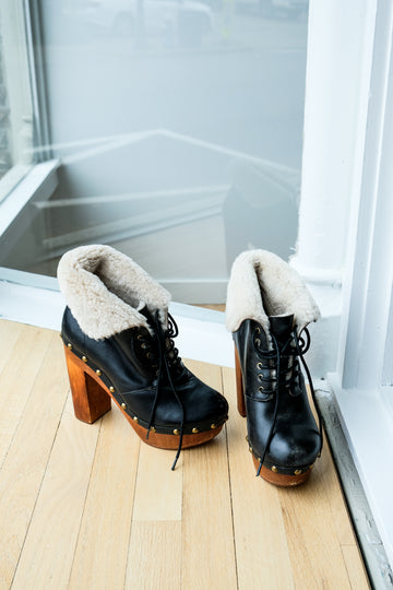Jeffrey Campbell Black Shearling Platform, US 8.5
