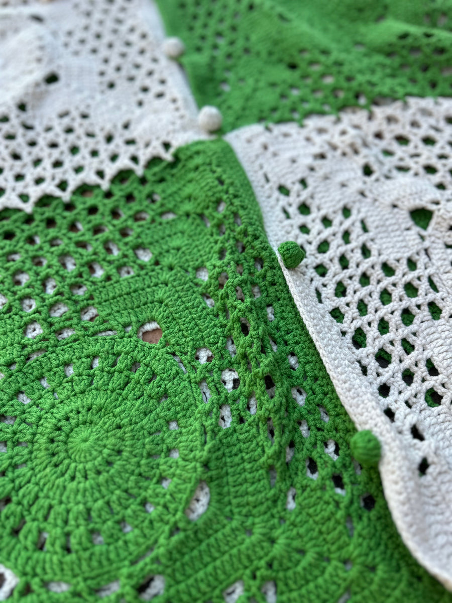 Knit Polo in Granny Square Green