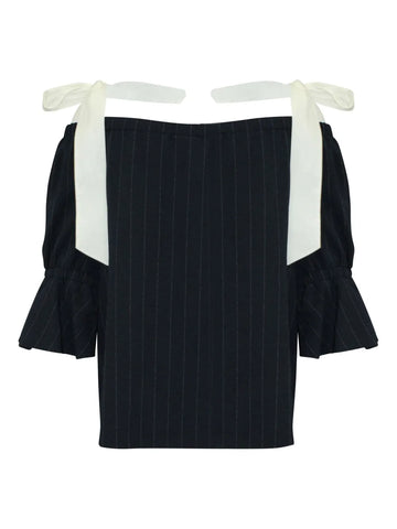 Ganni Navy Top, Size Medium