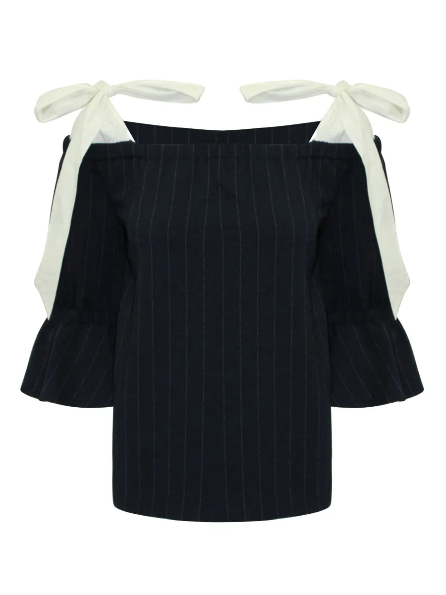 Ganni Navy Top, Size Medium