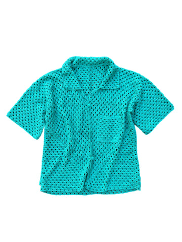 Knit Polo in Turquoise