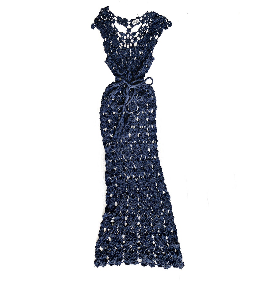 Crochet Maxi Dress in Navy - Lex & Lynne