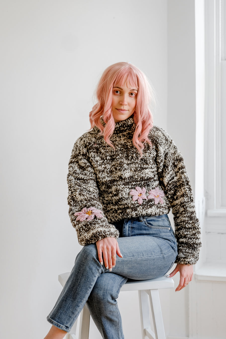 Pepper Floral in Pink 100% Sustainable Sweater - Lex & Lynne